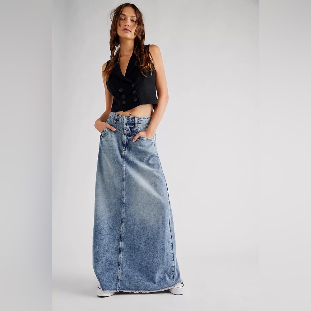 We the Free Come As You Are Denim Maxi Skirt